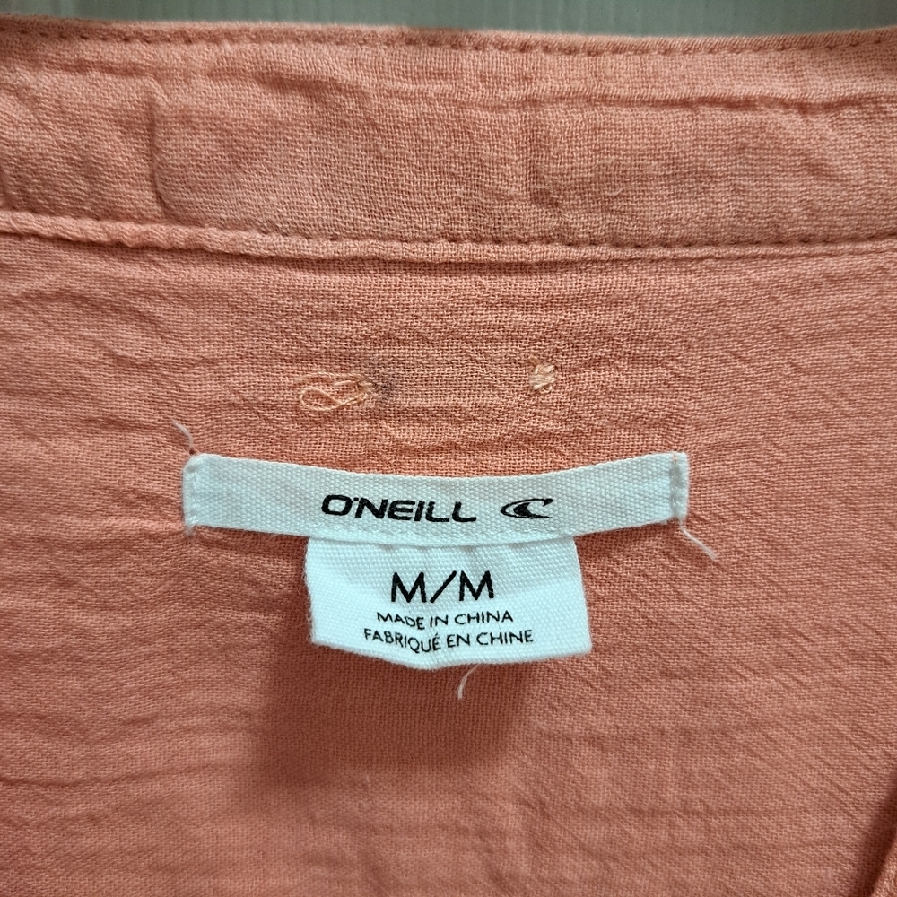 O'Neill Cotton Gauze Swim Cover Up Tunic Blouse Clay Orange Coral  Size Medium - Picture 11 of 14